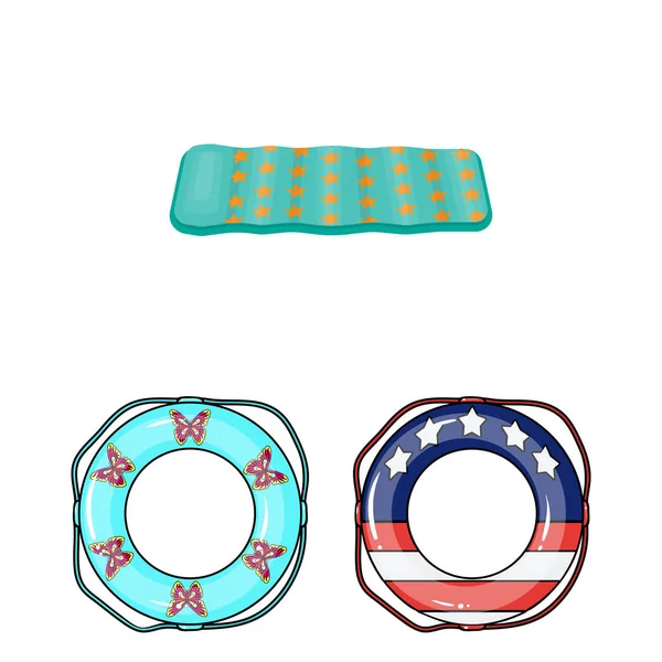 Ícones de desenhos animados de círculo de natação multicoloridos na coleção de conjuntos para design. Diferentes lifebuoysvector símbolo web ilustração . — Vetor de Stock