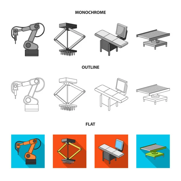 Industrie automobile et autres icônes web en style plat, contour, monochrome.Nouvelles icônes technologiques dans la collection set . — Image vectorielle