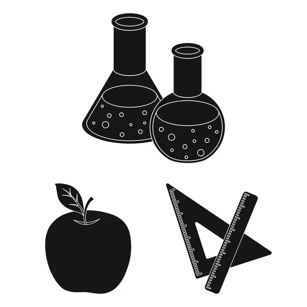 Schule und Ausbildung schwarze Symbole in Set Sammlung für design.college, Ausrüstung und Zubehör Vektor Symbol Stock Web-Illustration. — Stockvektor