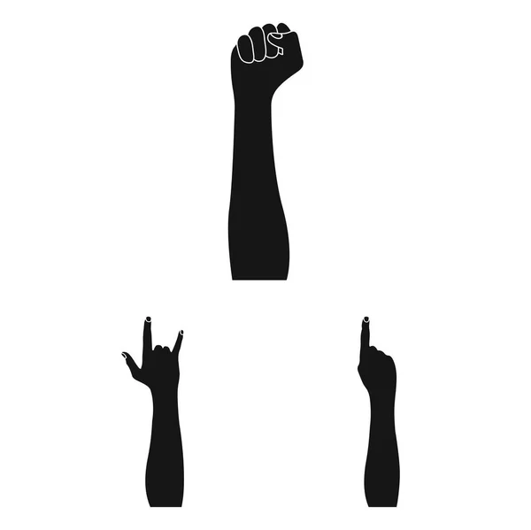 Gestur dan maknanya ikon hitam dalam koleksi set untuk design.Emotional bagian dari komunikasi vektor simbol saham web ilustrasi . - Stok Vektor