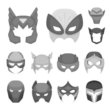 Karnaval maskesi set koleksiyonu tasarım için tek renkli simgeler. Göz ve yüz vektör simge stok web illüstrasyon maske.