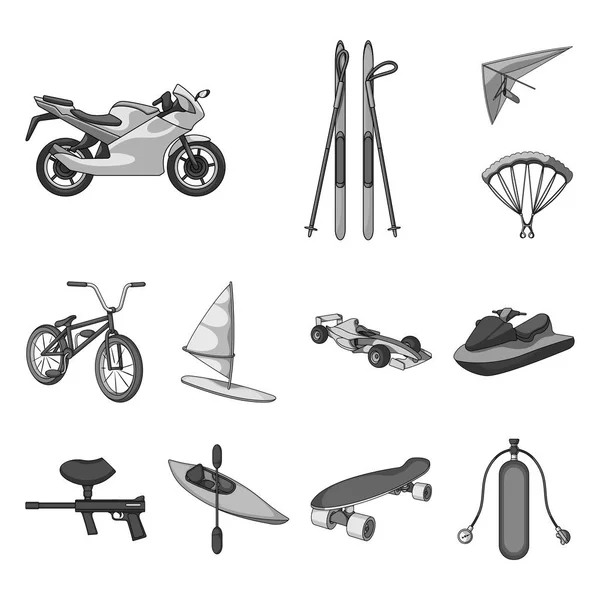 Icônes monochromes sport extrême dans la collection ensemble pour design.Different types de sport vectoriel symbole illustration web stock . — Image vectorielle