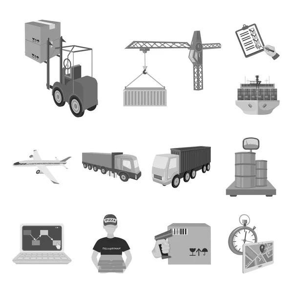 Logistique et livraison des icônes monochromes dans la collection ensemble pour le design. Transport et équipement isométrique vectoriel symbole stock illustration web . — Image vectorielle