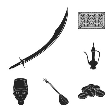 Türkiye'nin ülke siyah set koleksiyonu tasarım için simgeler. Sembol stok web illüstrasyon vektör seyahat ve konumlar.