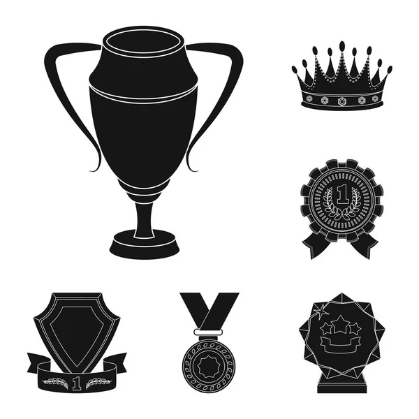 Awards and trophies black icons in set collection for design.Reward and achievement vector symbol stock web illustration. — Stock Vector