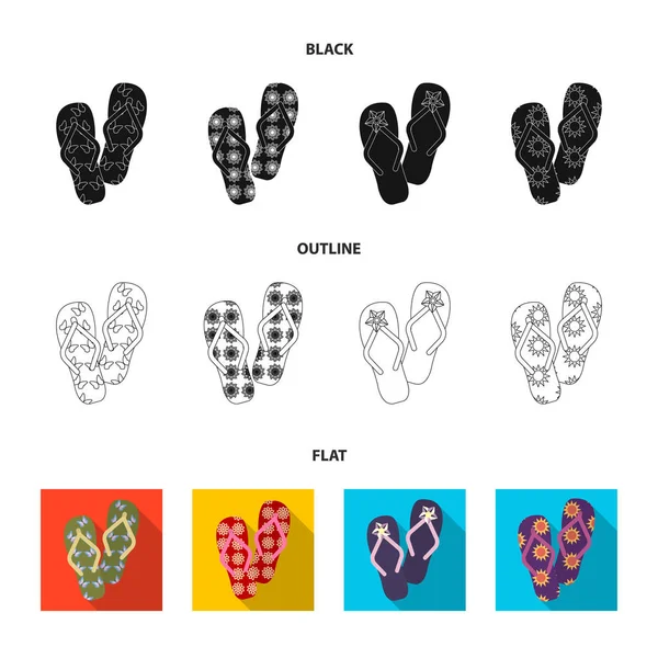 Flip-flops ícones de desenhos animados na coleção de conjuntos para design. Sapatos de praia símbolo vetorial ilustração web stock . —  Vetores de Stock