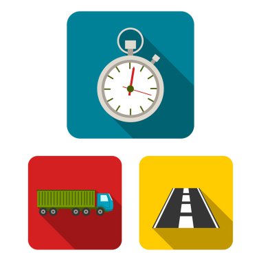 Tasarım için set koleksiyonunda lojistik servis daire simgeleri. Lojistik ve ekipman vektör sembolü web illüstrasyonu.