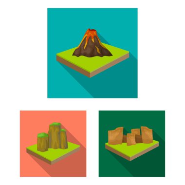 Dağlar, büyük kutsal kişilerin resmi içinde set koleksiyonu tasarım için düz. Dünya vektör izometrik sembol stok web Çizim yüzeyi.