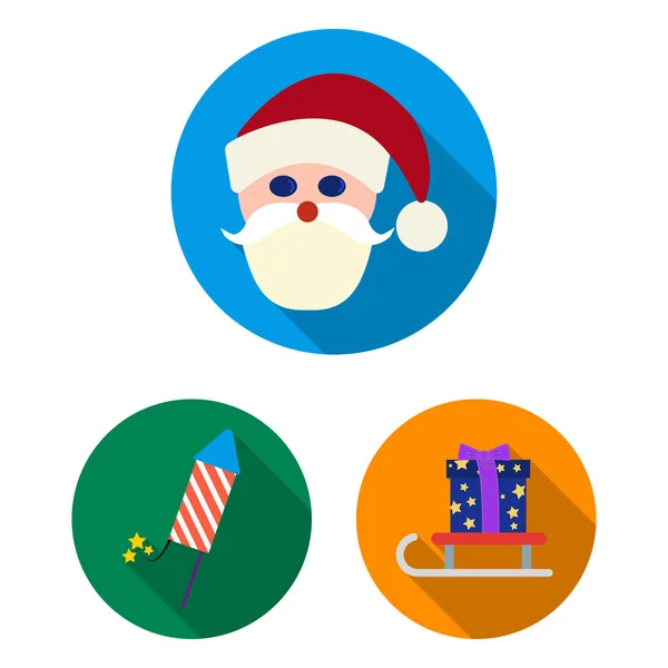 Attributs de Noël et accessoires icônes plates dans la collection set pour le design. Joyeux Noël vecteur symbole stock web illustration . — Image vectorielle
