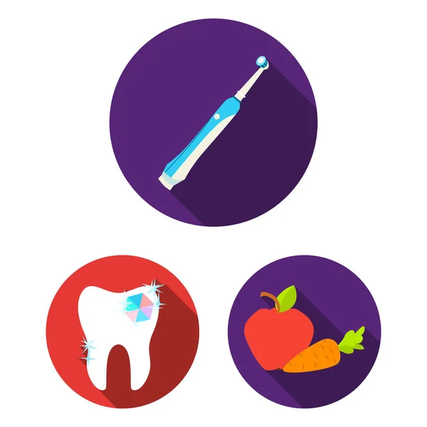 Dental care flat icons in set collection for design. Care of teeth vector symbol stock web illustration. — Stock Vector