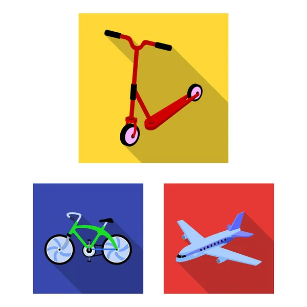 Verschiedene Arten von Transport-Flachsymbolen in Set-Kollektion für Design. Auto und Schiff Vektor Symbol Stock Web Illustration. — Stockvektor