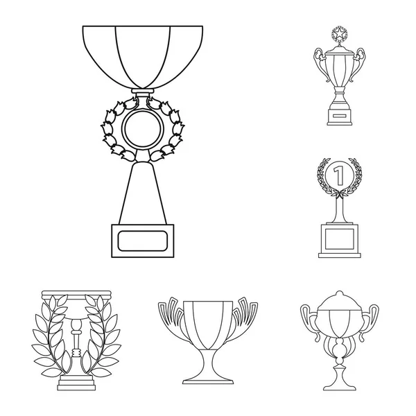 Arany Kupa vázlat ikonok beállítása gyűjtemény a design. Győztes Cup vektor szimbólum állomány honlap illusztráció. — Stock Vector