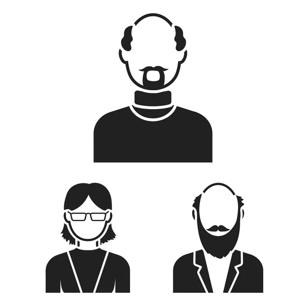 Icônes Avatar et visage noir dans la collection set pour le design. Une personne apparence vectoriel symbole stock web illustration . — Image vectorielle