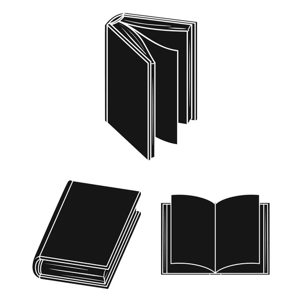 Buch gebundene schwarze Icons in Set-Kollektion für Design. gedruckte Produkte Vektor Symbol Stock Web Illustration. — Stockvektor