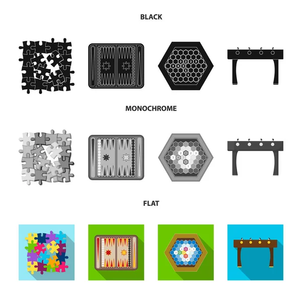 Jeu de société noir, plat, icônes monochromes dans la collection ensemble pour le design. Jeu et divertissement symbole vectoriel stock illustration web . — Image vectorielle