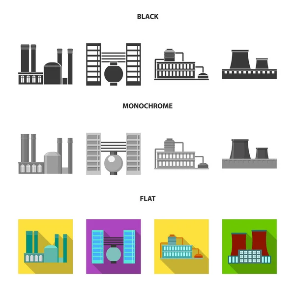 Industrie, production.Factory ensemble icônes de la collection en noir, plat, monochrome style vectoriel symbole illustration web . — Image vectorielle