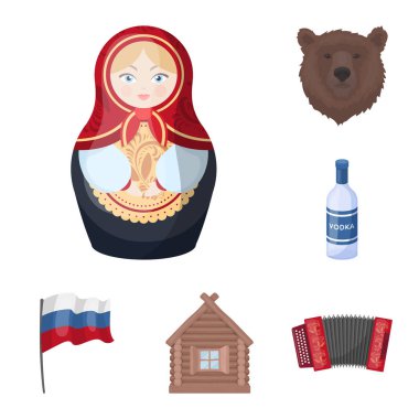 Ülke Rusya, seyahat karikatür simgeleri set koleksiyonu tasarım için. Sembol stok web illüstrasyon vektör konumlar ve özellikleri.