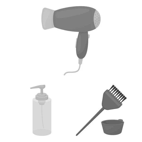 Parrucchiere e strumenti icone monocromatiche nella collezione set per il design.Professione parrucchiere vettoriale simbolo stock web illustrazione . — Vettoriale Stock