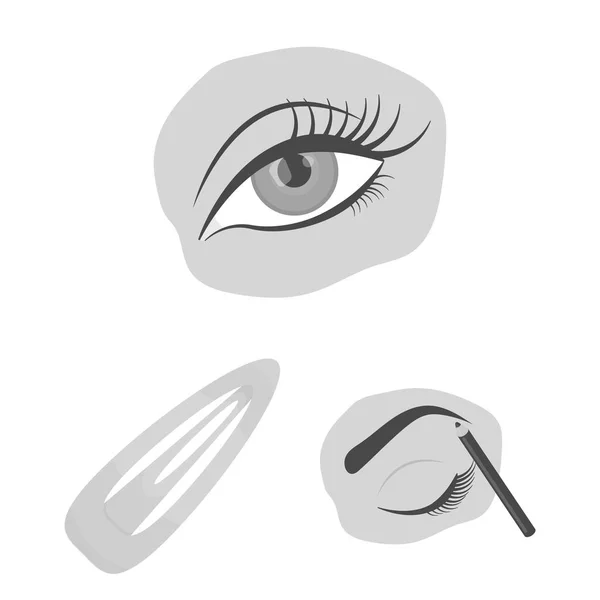 Make-up en cosmetica zwart-wit pictogrammen in set collectie voor design. Make-up en apparatuur symbool voorraad web vectorillustratie. — Stockvector