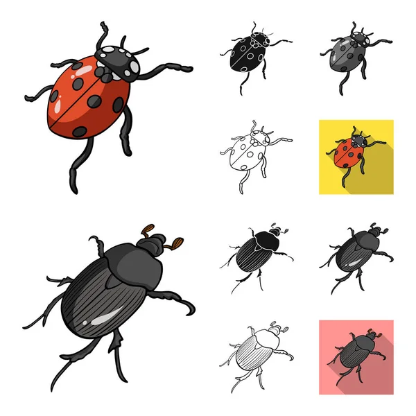 Different kinds of insects cartoon,black,flat,monochrome,outline icons in set collection for design. Insect arthropod vector isometric symbol stock web illustration. — Stock Vector