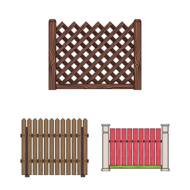 Set koleksiyonu tasarım için farklı çit karikatür simgeler. Dekoratif eskrim sembol stok web illüstrasyon vektör.
