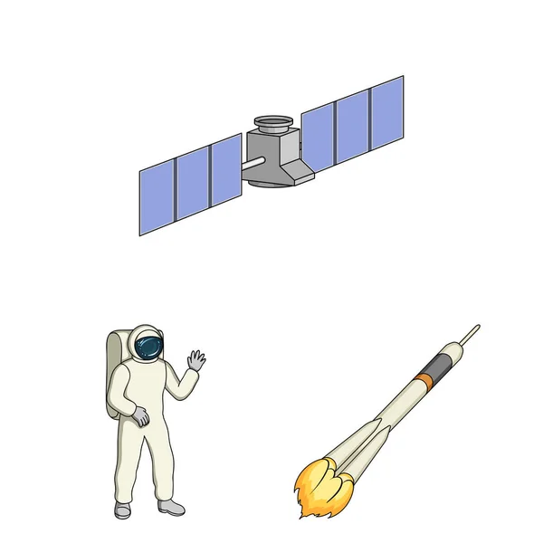 Space Technology sarjakuva kuvakkeet asetettu kokoelma design.Spacecraft ja laitteet vektori symboli varastossa web kuva . — vektorikuva