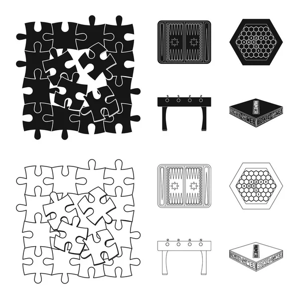 Juego de mesa negro, esboza iconos en la colección de conjuntos para el diseño. Juego y entretenimiento vector símbolo stock web ilustración . — Vector de stock