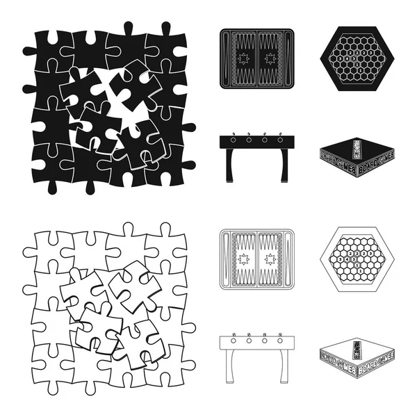 보드 게임 검은, 디자인에 대 한 설정 컬렉션 개요 아이콘. 게임 및 엔터테인먼트 벡터 기호 재고 웹 일러스트 레이 션. — 스톡 벡터