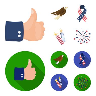 American eagle, şerit, Selam. Vatansever gün çizgi film, düz stil vektör simge stok çizim web simgeler ayarla.