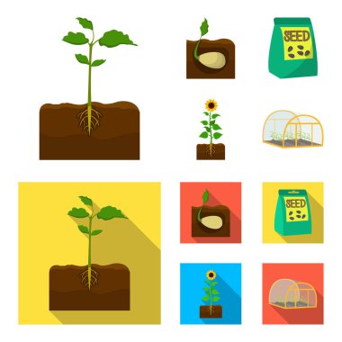 Şirket, ekoloji ve diğer web simgesi karikatür, düz stil. Kabuğu, cezalar, Bahçe simgeler kümesi koleksiyonu.