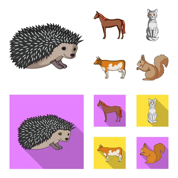 Horse, cow, cat, squirrel and other kinds of animals.Animals set collection icons in cartoon,flat style vector symbol stock illustration web. — Stock Vector