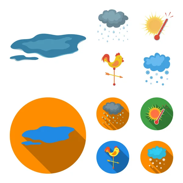 雨, 雪, 热, 风向标。天气集合图标在卡通, 平面风格矢量符号股票插画网站. — 图库矢量图片