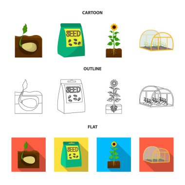 Şirket, ekoloji ve diğer web simgesi karikatür, anahat, düz stil. Kabuğu, cezalar, Bahçe simgeler kümesi koleksiyonu.