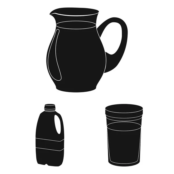 Icone nere del prodotto lattiero-caseario in collezione set per design.Latte e cibo vettoriale simbolo stock web illustrazione . — Vettoriale Stock
