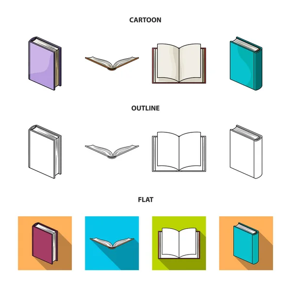 Verschillende soorten boeken. Boeken collectie iconen in de tekenfilm, overzicht, vlakke stijl vector symbool stock illustratie web instellen. — Stockvector