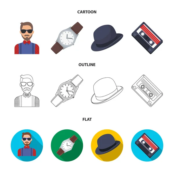 Hipster, fashion, style, subculture .Hipster style set collection icons in cartoon,outline,flat style vector symbol stock illustration web. — Stock Vector
