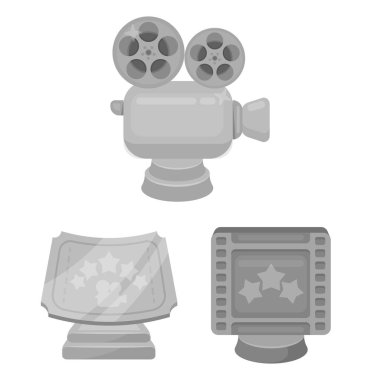 Film Ödülü ve set koleksiyonu tasarım için tek renkli simgeler ödüller. Dünya Film Akademisi vektör simge stok web çizim.