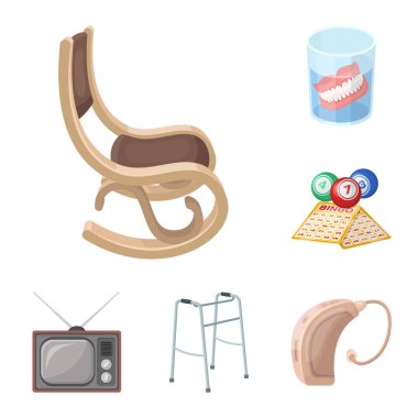 Set koleksiyonu tasarım için insan yaşlılık karikatür simgeler. Emekli, hayat vektör simge stok web resimde nokta.