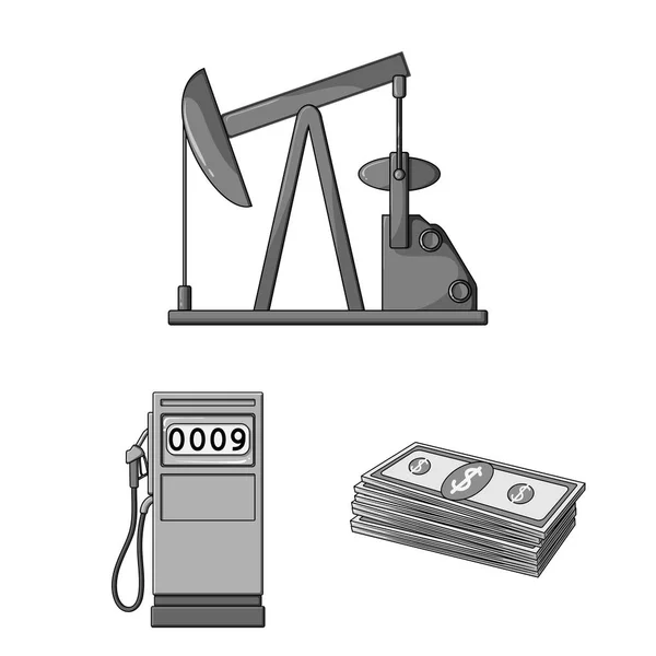 Ícones monocromáticos da indústria do petróleo na coleção de conjuntos para design. Equipamento e produção de óleo símbolo vetorial web ilustração . — Vetor de Stock