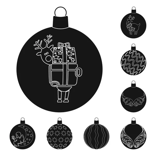 Bollar för dekoration svart ikoner i set insamling för design. Christmas bollar vektor symbol lager web illustration. — Stock vektor