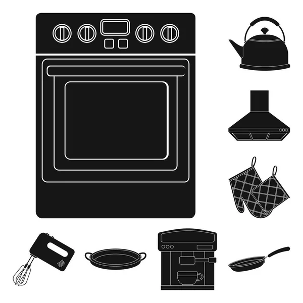 Кухонне Обладнання Чорні Значки Наборі Колекції Дизайну Кухня Аксесуари Векторні — стоковий вектор
