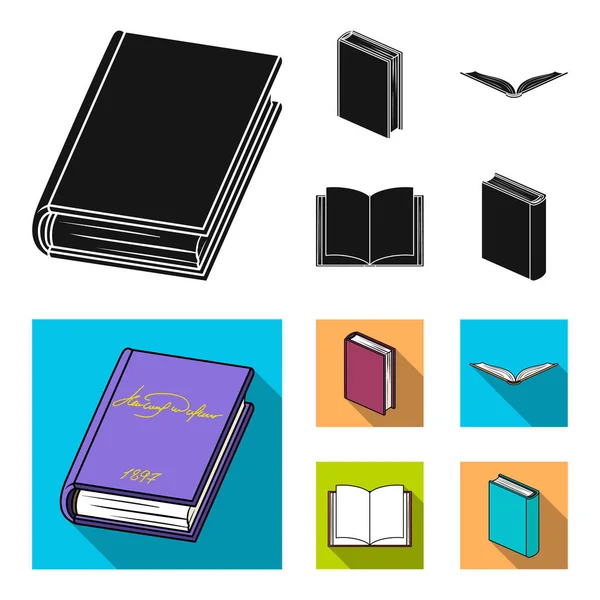 Verschiedene Arten von Büchern. Bücher Set Sammlung Symbole in schwarz, flachen Stil Vektor Symbol Stock Illustration Web. — Stockvektor