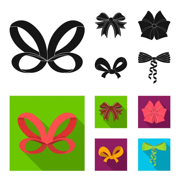 Multicolored bows cartoon,black,flat,outline icons in set collection for design.Bow for decoration vector symbol stock web illustration. — Stock Vector