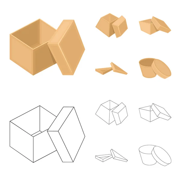 Hülle, Hülle, Rahmen und andere Websymbole in Cartoon, Outline style.box, Container, Paket, Symbole in Set Collection. — Stockvektor