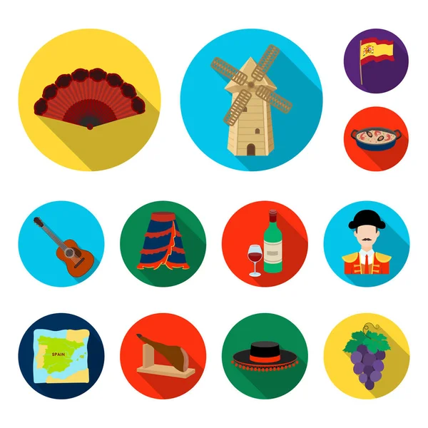 España país iconos planos en la colección de conjuntos para design.Travel y atracciones vector símbolo stock web ilustración . — Archivo Imágenes Vectoriales