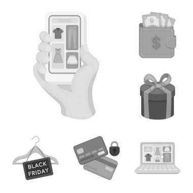 E-ticaret, satın alma ve satış tek renkli simgeler set koleksiyonu tasarım için. Ticaret ve Finans sembol stok web illüstrasyon vektör.