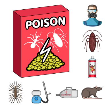 Pest, poison, personnel and equipment cartoon icons in set collection for design. Pest control service vector symbol stock web illustration. clipart