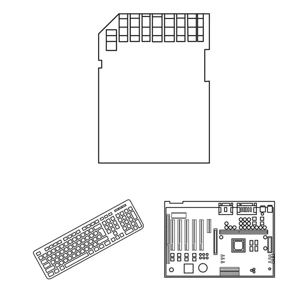 Personal computer overzicht pictogrammen in set collectie voor design. Uitrusting en accessoires vector symbool voorraad web illustratie. — Stockvector