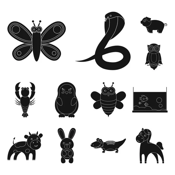 Un animal irréaliste icônes noires dans la collection ensemble pour le design. Jouet animaux vecteur symbole stock web illustration . — Image vectorielle