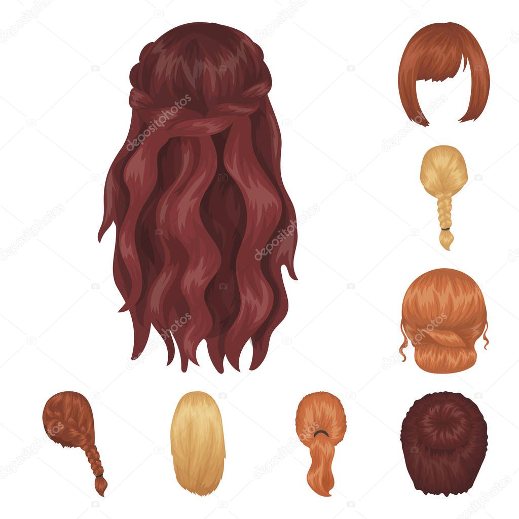 Female hairstyle cartoon icons in set collection for design. Stylish haircut vector symbol stock  illustration.
